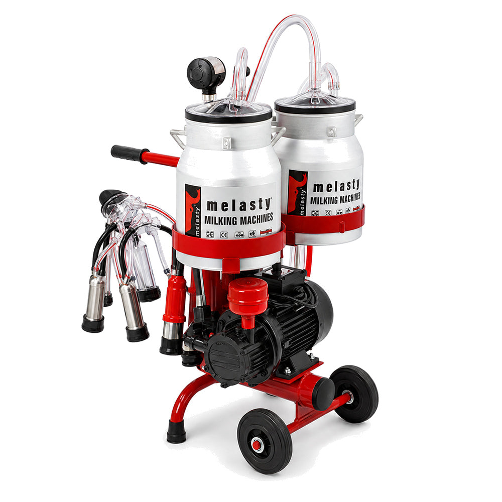 Melasty Double Milking Machine for Cow, Electric Portable Farm Milking Machine, Twin Bucket (Made in Turkey)