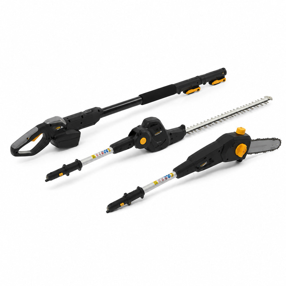 Alpina 20V Cordless Battery Operated Multi Tool with 45cm Double Sided Hedge Trimmer and Chainsaw Head, Your Local UAE Distributor