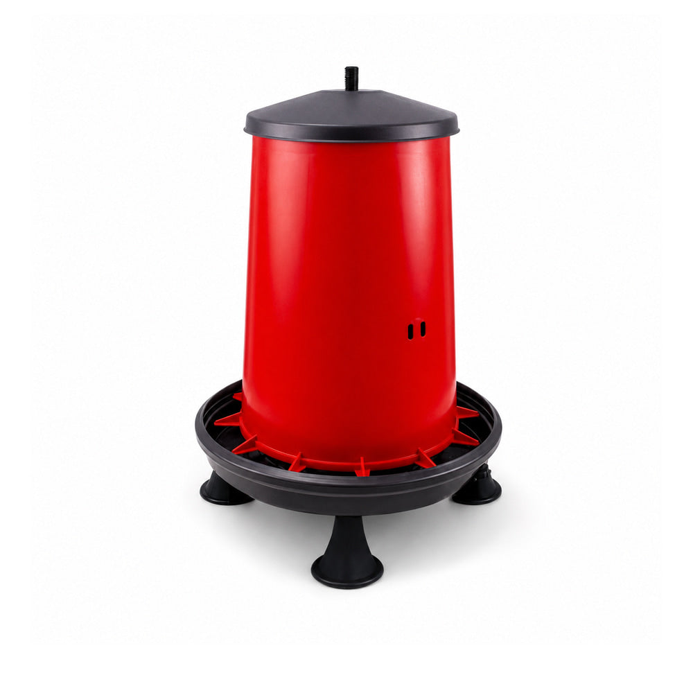 River Hopper Feeder with Lid 9 Ltr, Adjustable, Red And Black, High Quality, (Made in Italy)