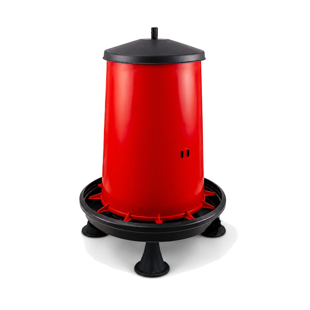 River Hopper Feeder with Lid 20Ltr, Adjustable, Red And Black, High Quality, (Made in Italy)