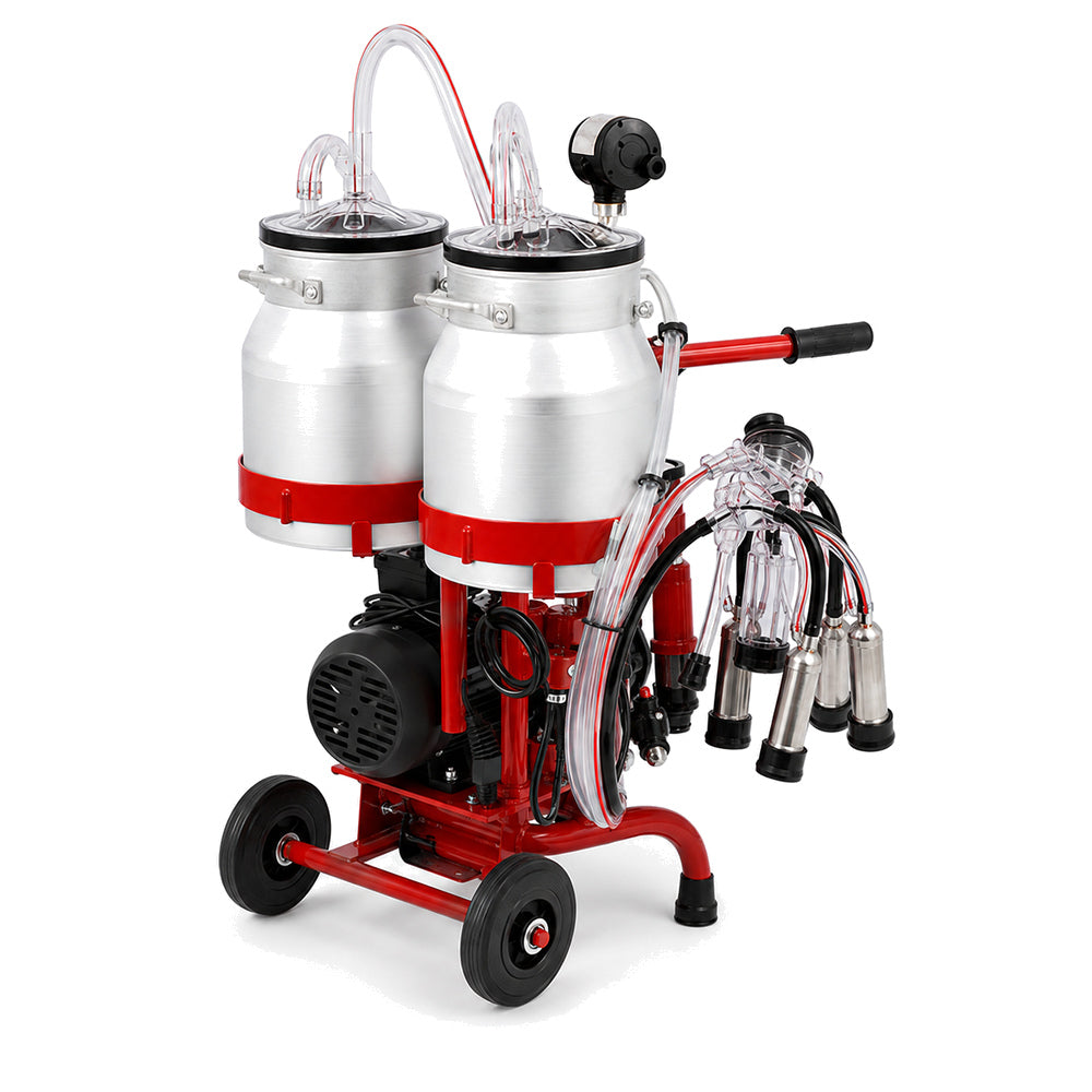 Melasty Double Milking Machine for Cow, Electric Portable Farm Milking Machine, Twin Bucket (Made in Turkey)