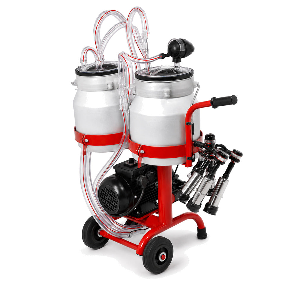 Melasty Double Milking Machine for Goats, Electric Portable Farm Milking Machine, Twin Bucket (Made in Turkey)
