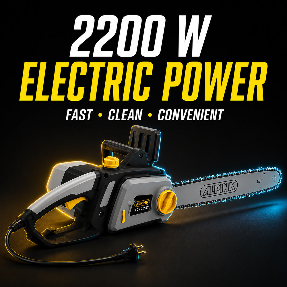 Alpina Italy 2200W 16 Inch Electric Chainsaw, Woodworking Hand Tool with chain speed of 14m/s, ACS 2.2 ET