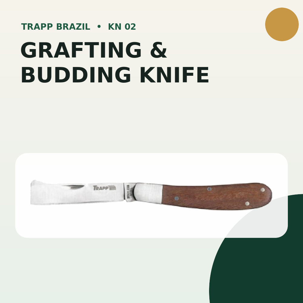 Trapp Brazil Grafting & Budding Knife, 2.87 Inch Stainless Steel Blade with Comfortable Wooden Handle (KN02)