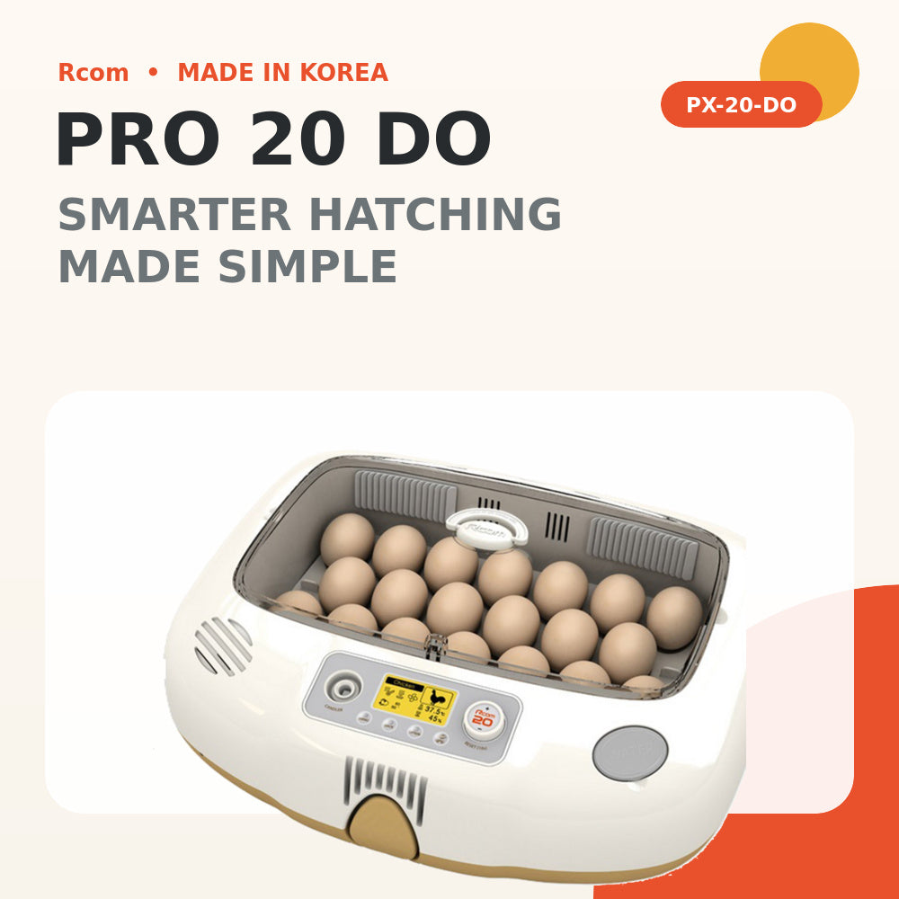 Rcom Automatic Egg Incubator for Hatching Eggs with Automatic Temperature Control, Humidity Sensor, PX-20-DO (Made in Korea)