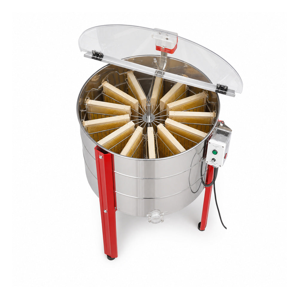 Beehive Flow-12 Frames Electrical, Stainless Steel, With Legs And Plastic Honey Gate Speed Control Frequency Converters Three Phase 220V, 550W (EX-06)