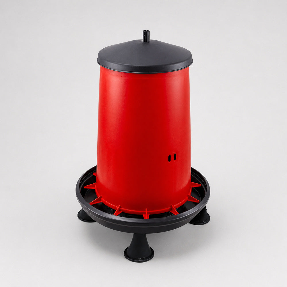 River Hopper Feeder with Lid 20Ltr, Adjustable, Red And Black, High Quality, (Made in Italy)