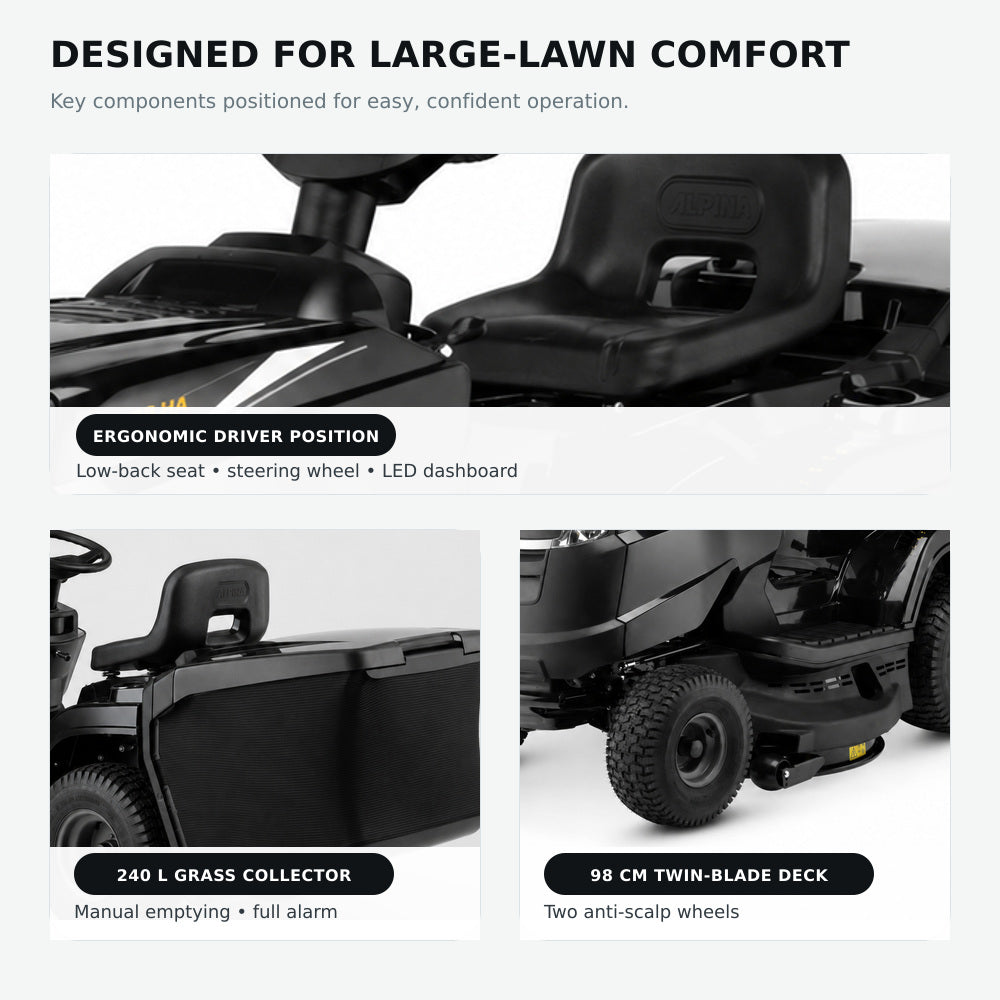 Alpina Lawn Tractor AT4-98 HA, ST450 Eng. 432cc