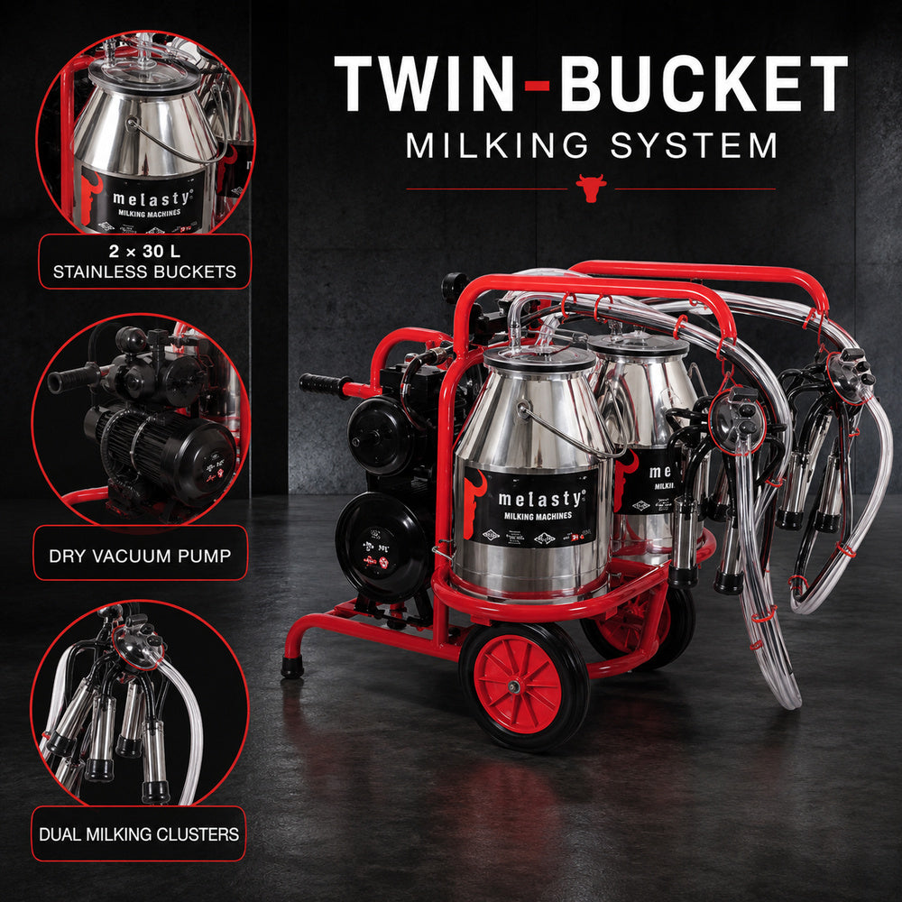 Melasty Double Milking Machine for Cow (Twin Bucket)