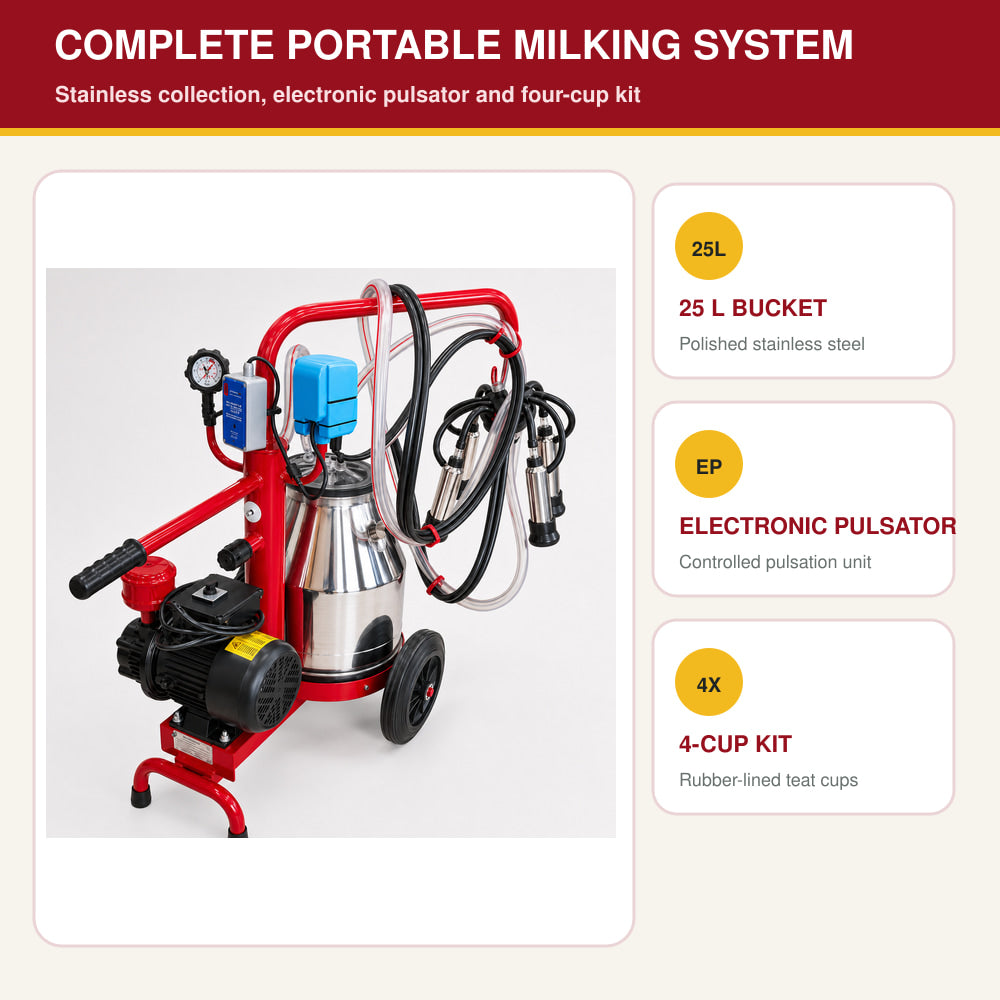 Melasty 25L Single Milking Machine for Camel (Made in Turkey)