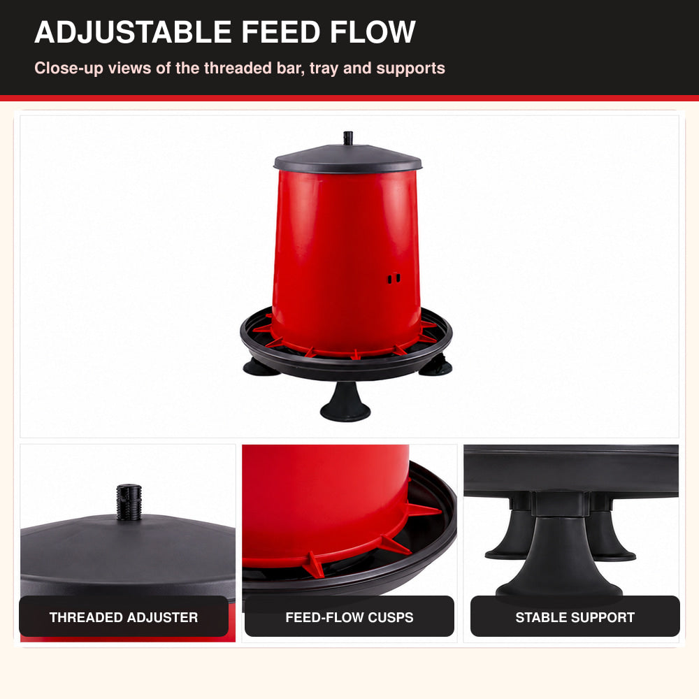 River Hopper Feeder with Lid 9 Ltr, Adjustable, Red And Black, High Quality, (Made in Italy)
