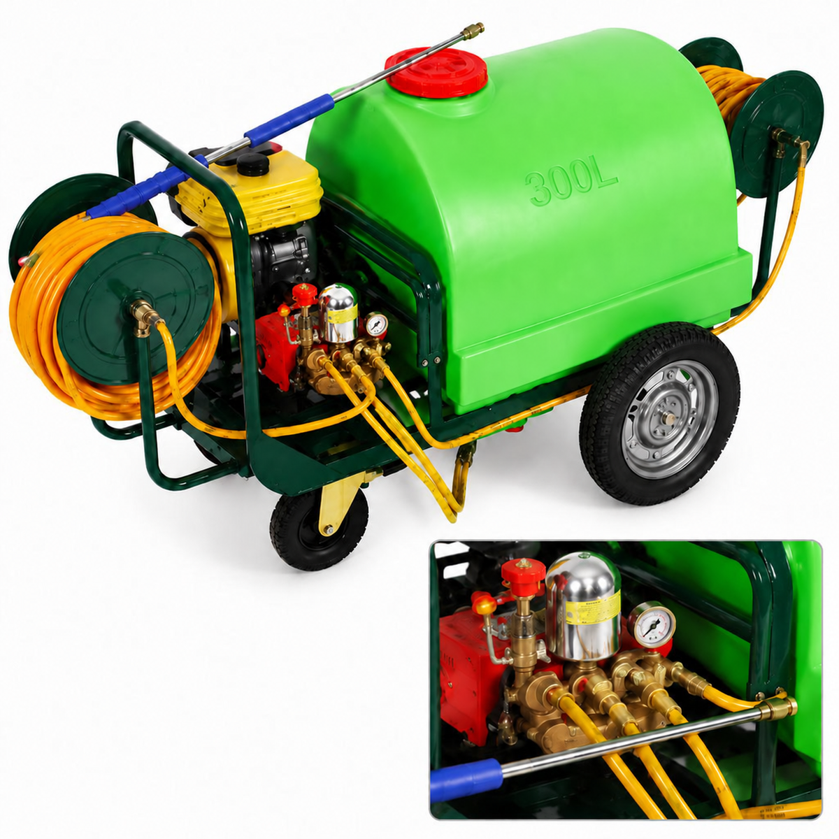 CN Wheel Barrow Heavy Duty Power Sprayer, 300L Tank Capacity, 7.5HP Engine, 30M Hose, OS-300T