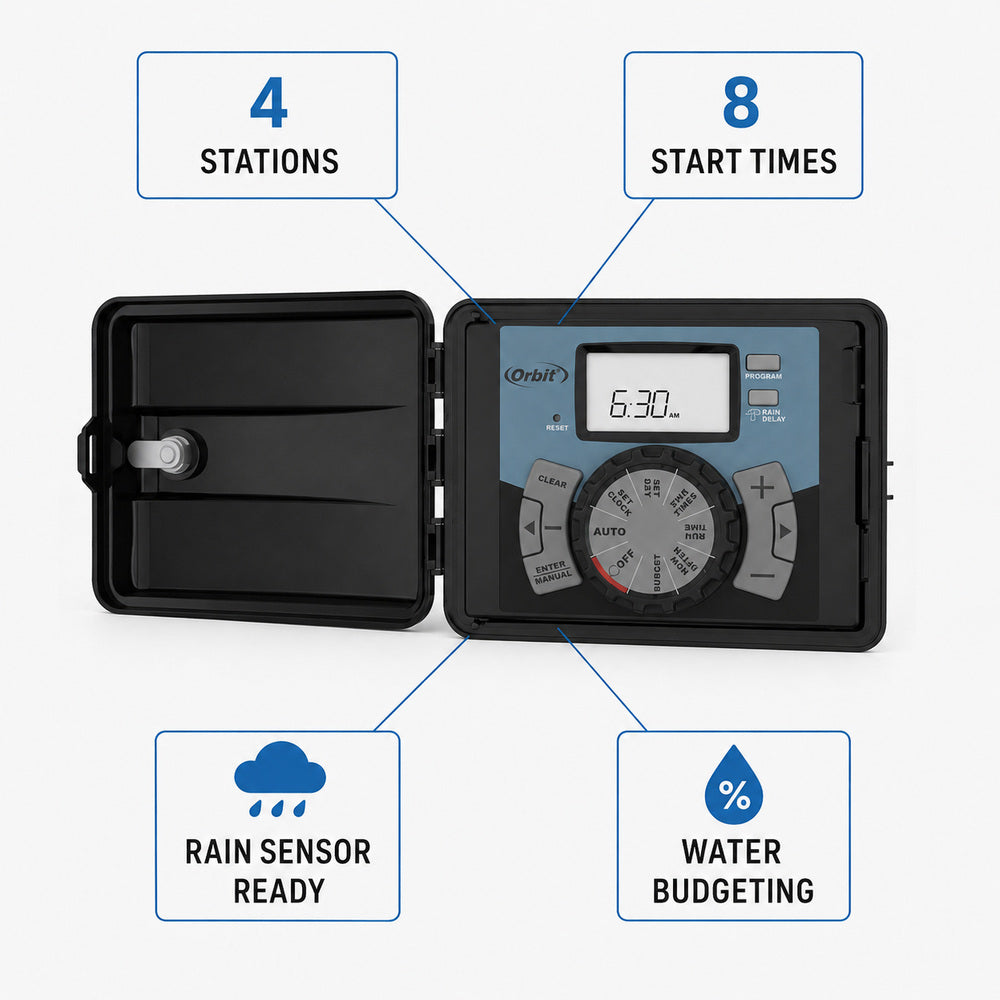 Orbit Easy-Set Logic™ 4 Station Indoor/Outdoor Timer