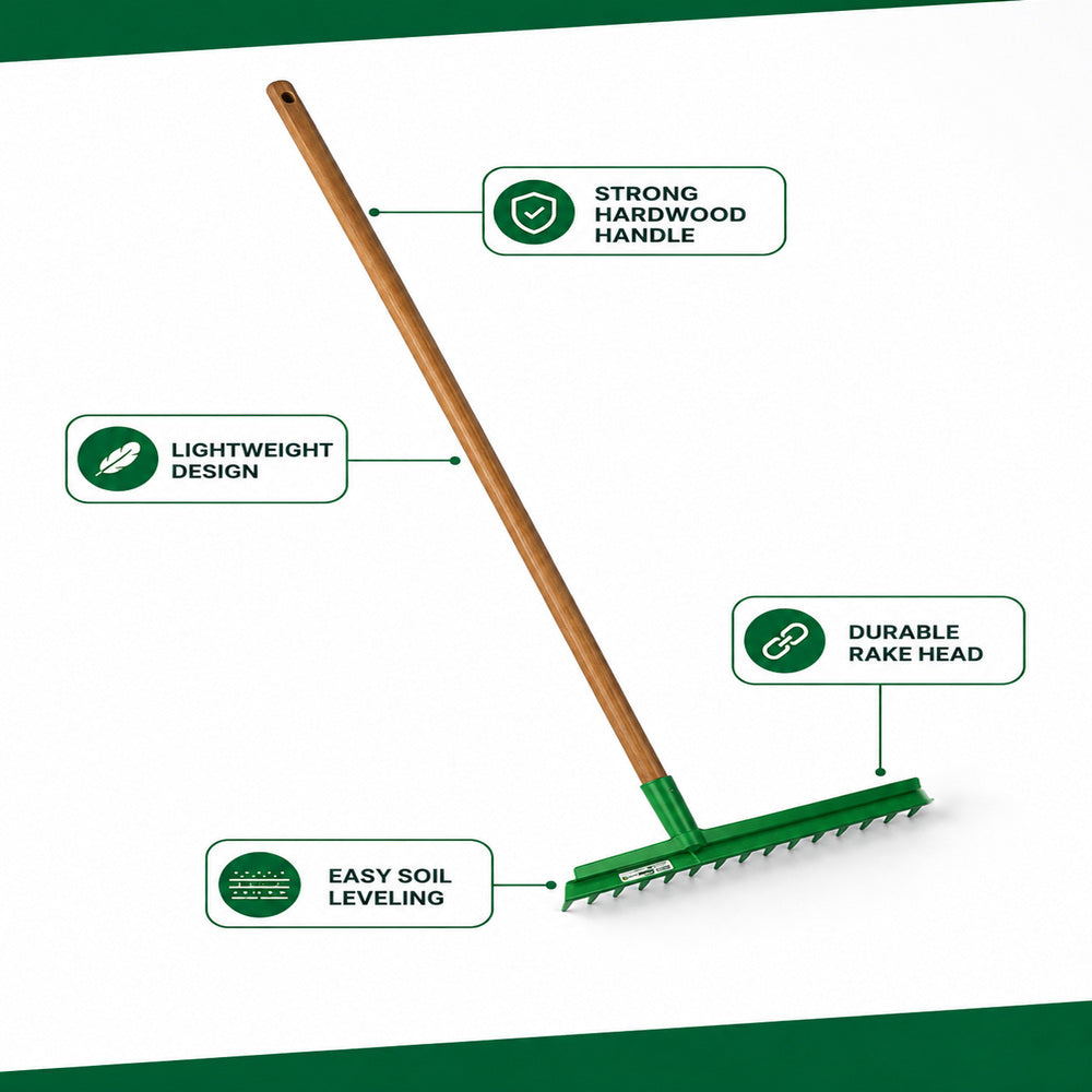 Trapp Brazil Garden Rake With Wooden Handle - FJ 1012 (Green)