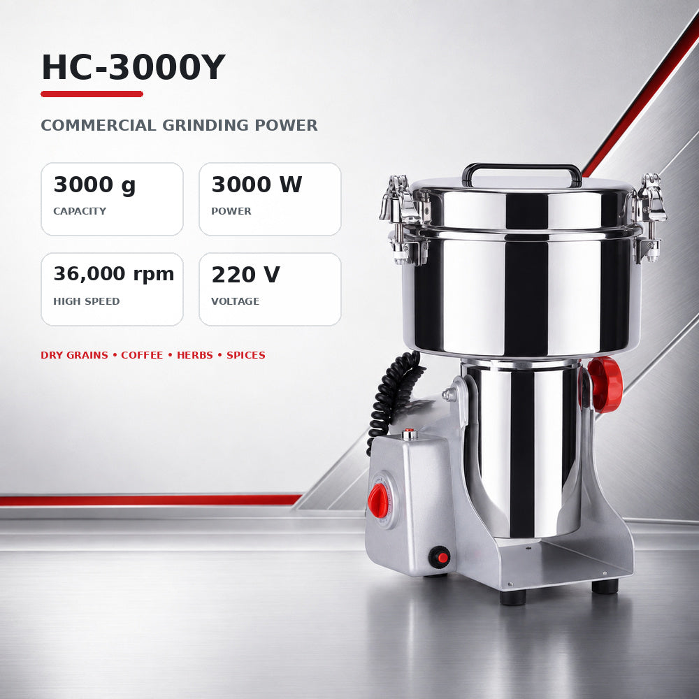 3000g Heavy Duty Stainless Steel Grain Mill Coffee Bean Grinder Dry Spice Grinding Machine (HC-3000Y)