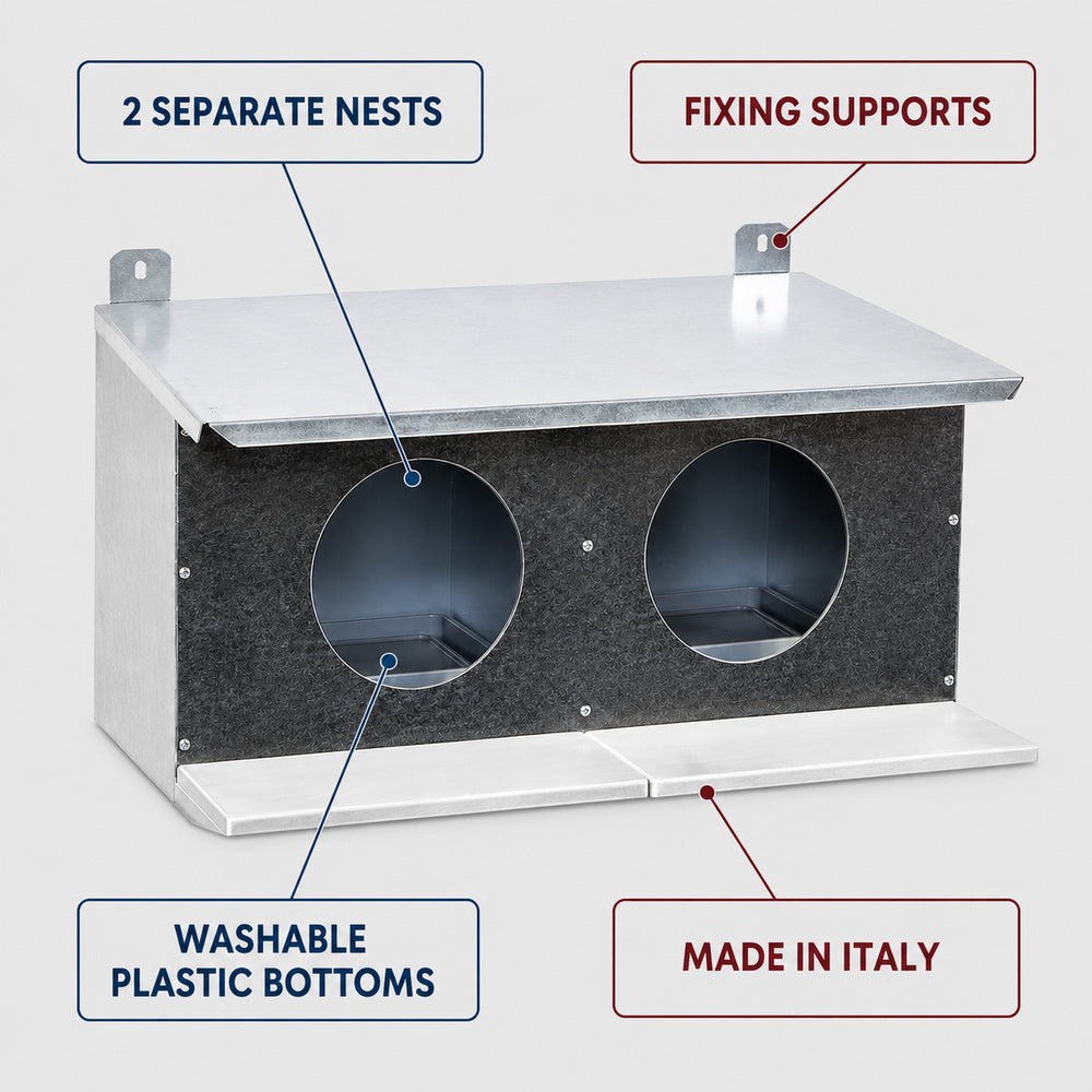 Novital Dovecote 2 Bird Nests for Pigeons and Other Similar Birds (Made in Italy)