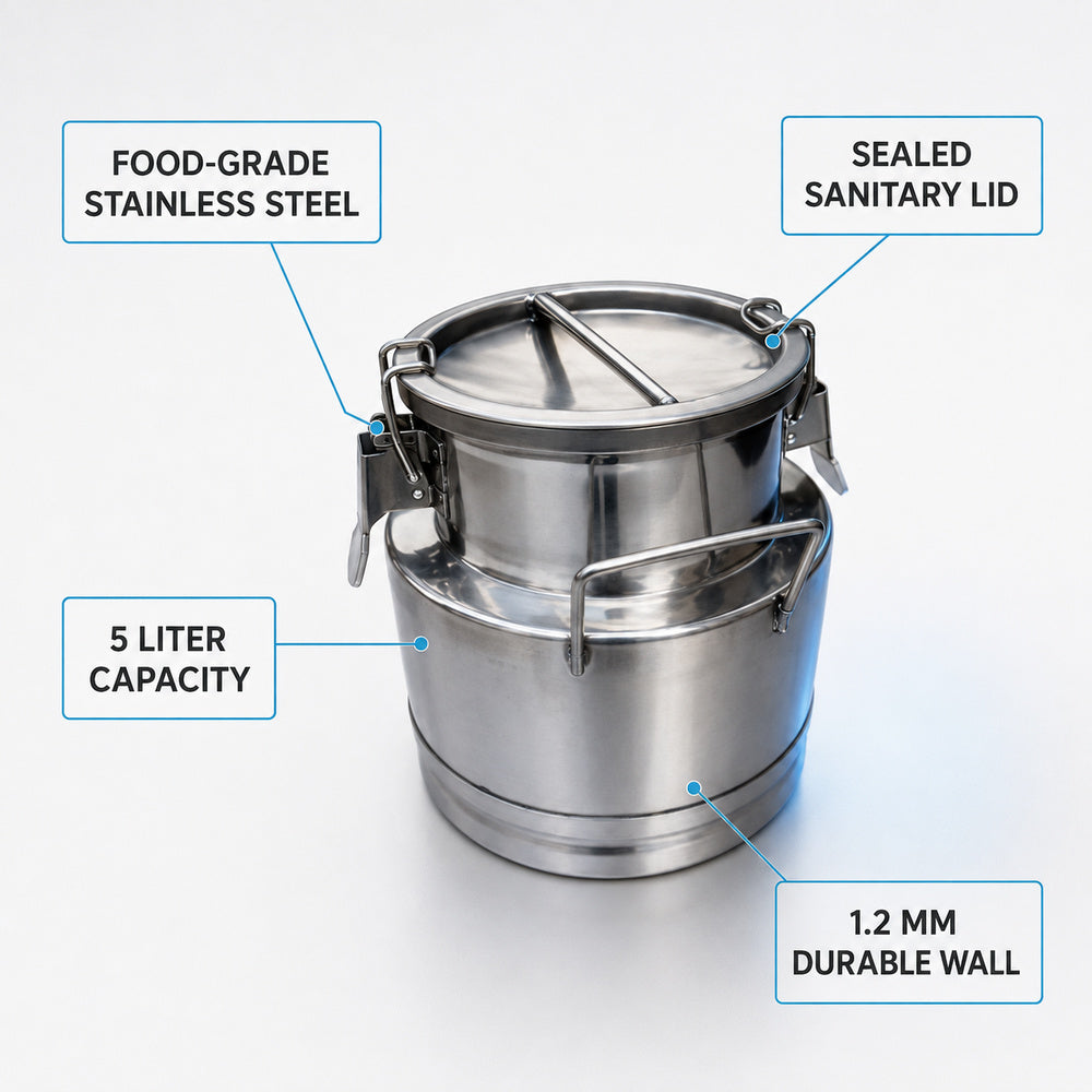Stainless Steel Milk Container (5 Liter Capacity)