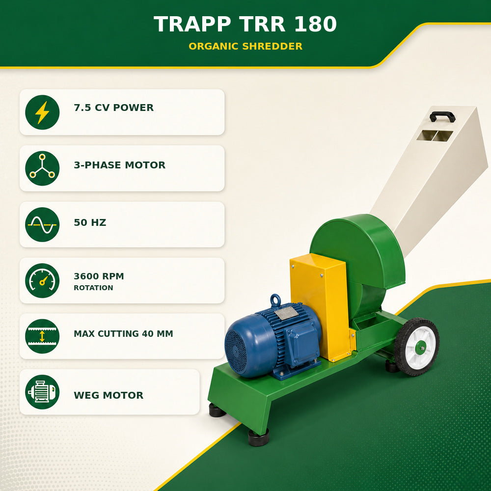 Trapp Brazil Organic Shredder, 3 Phase Motor 7.5CV, 50Hz (TRR-180)