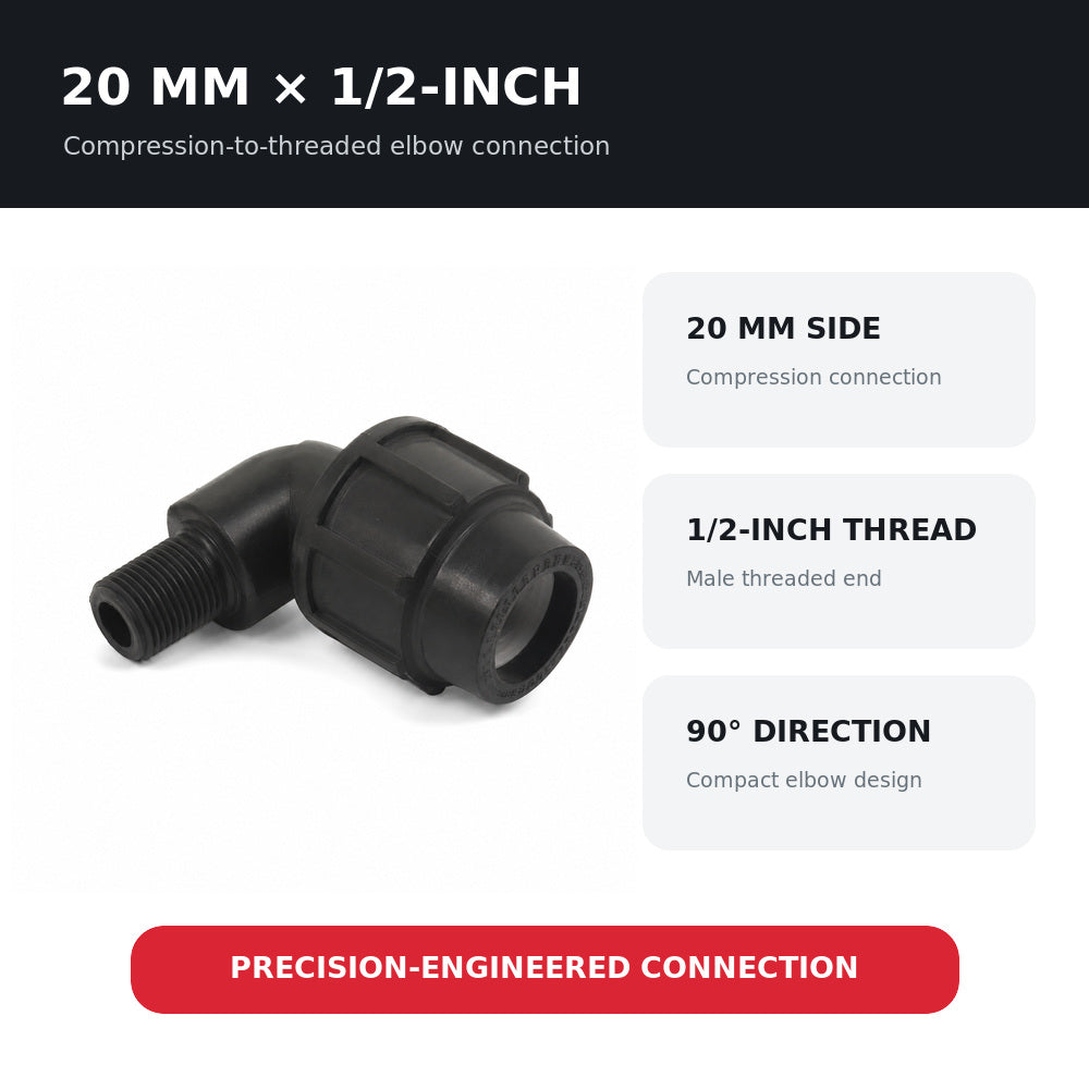 Alprine Elbow Coupling 20mm to 1-2" Threaded Male