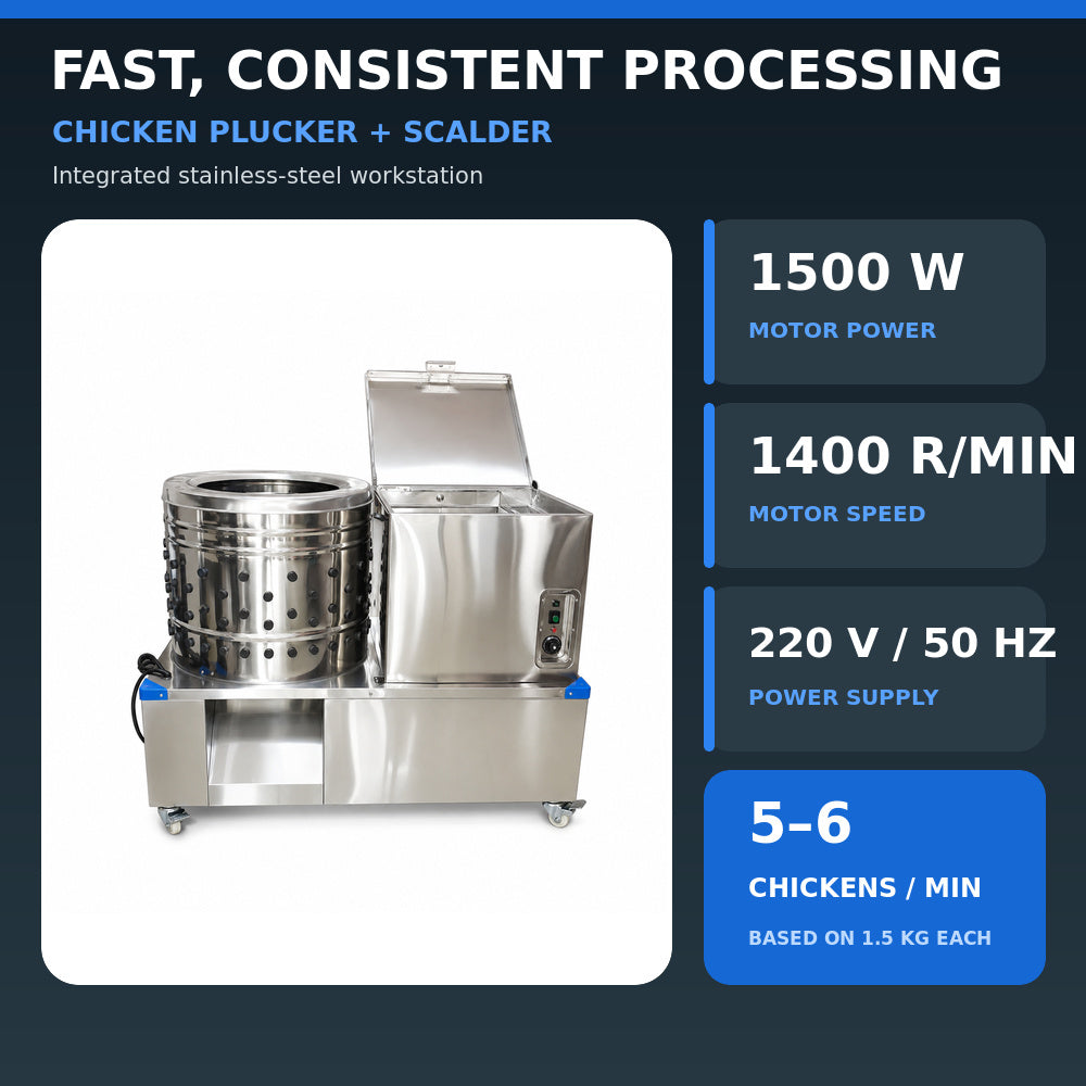 Chicken Plucker machine with Scalder (1500W 1400R/min)