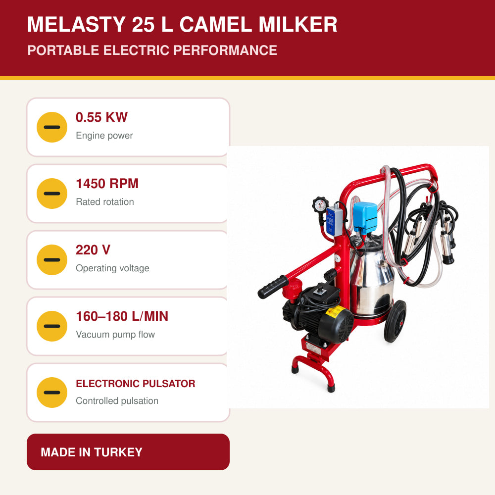 Melasty 25L Single Milking Machine for Camel (Made in Turkey)
