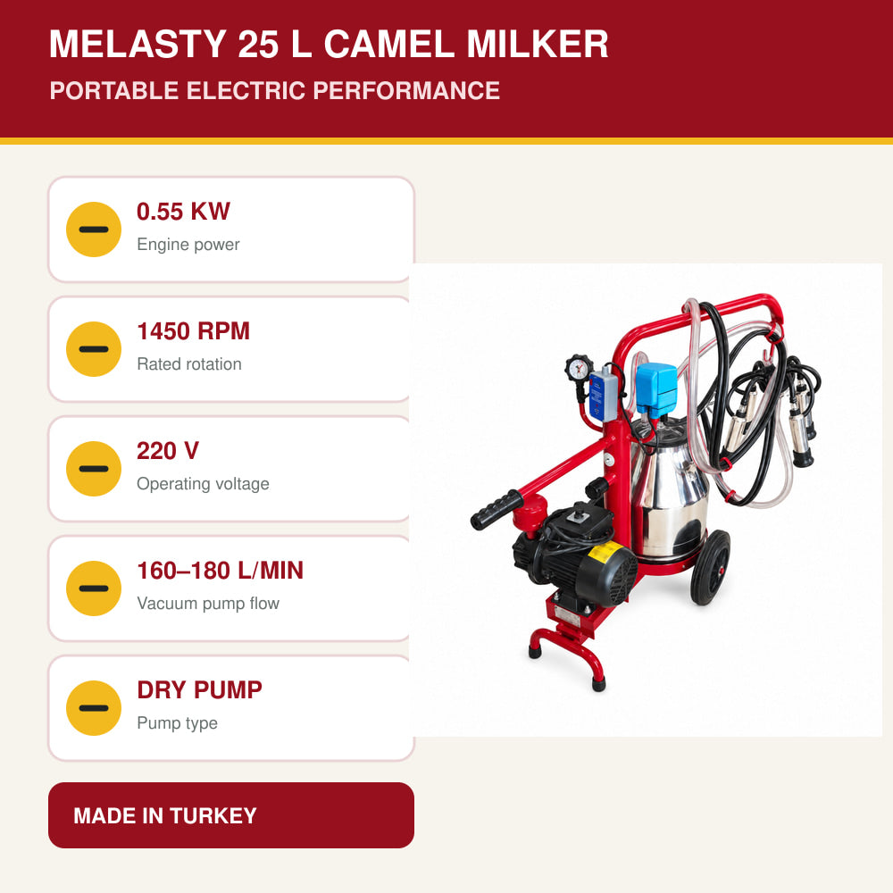 Melasty 25L Single Milking Machine for Camel (Made in Turkey)