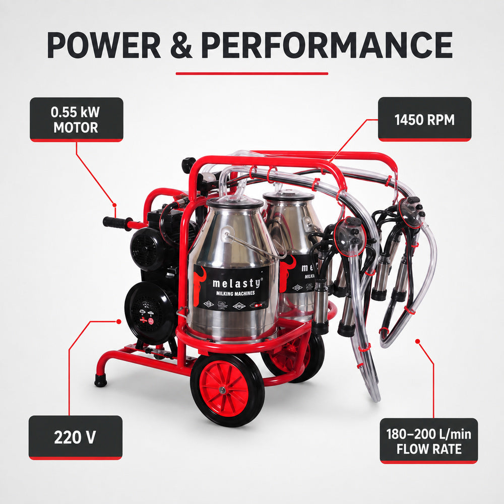 Melasty Double Milking Machine for Cow (Twin Bucket)