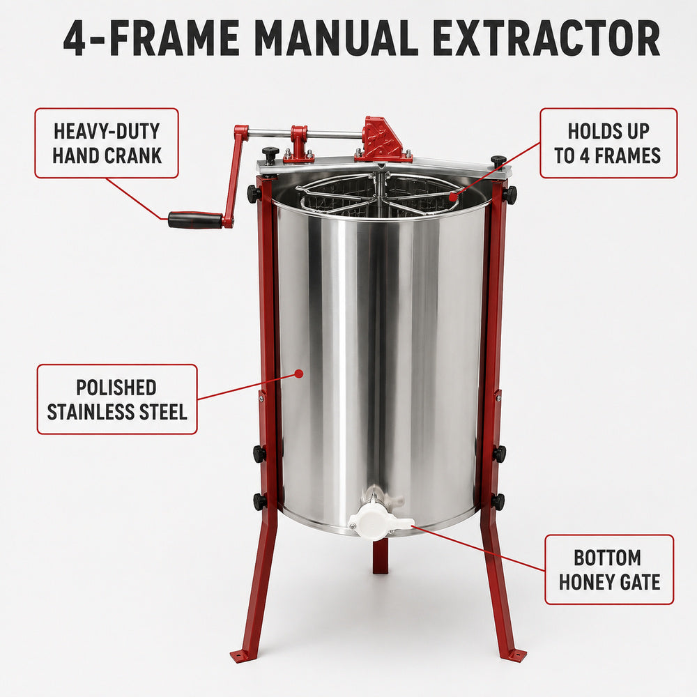 Beehive Flow 4 Frames Manual Honey Extractor (EX-03A)