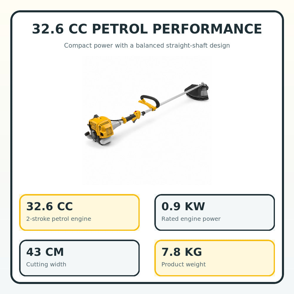 Stiga 32.6 cc 43c - Stroke Petrol Engine Brush Cutter/Lawn TrimmerBC-535 with Straight Shaft Single Handle and 43 cm Cutting Width (Made in Italy)