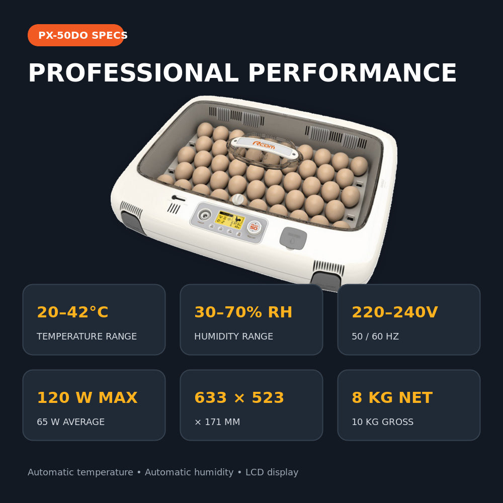 Rcom Incubator 50 DO PRO, Artificial Intelligence Incubator, Automatic Temperature & Humidity Setting And Control, (Made In Korea).
