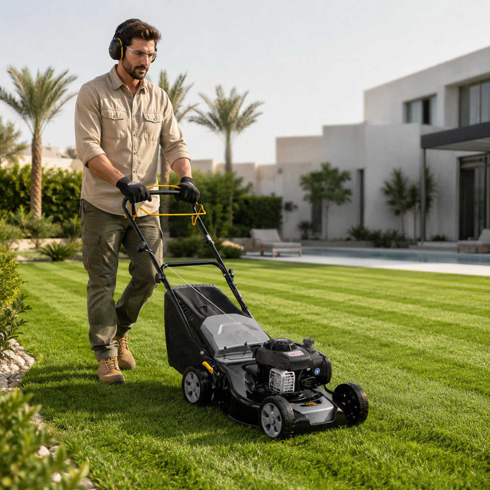 Alpina Italy 46 cm Petrol Lawn Mower 125cc B&S Engine for Lawn & Garden, Grey/Black, AL4 46 S