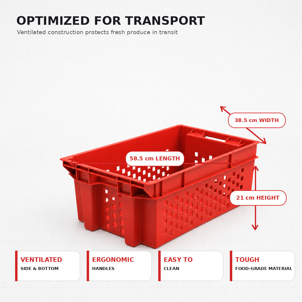 Food Grade Crate for Dates, Fruit and Vegetables (Red)