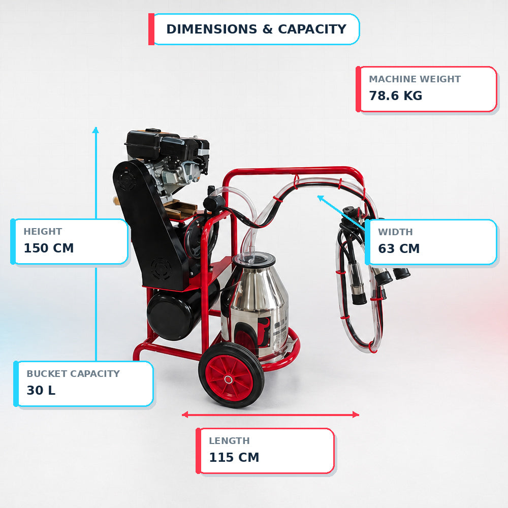 Melasty Single Milking Machine for Cow 220V (Made in Turkey)