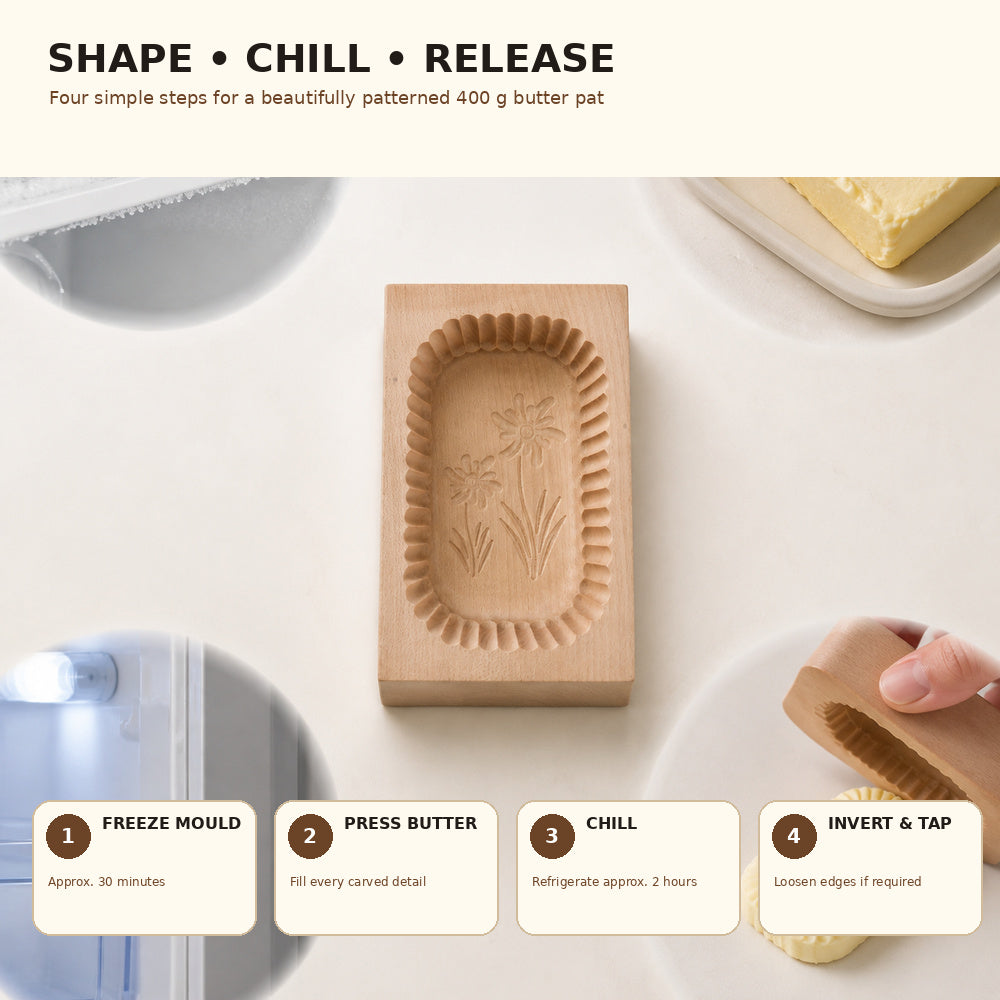 Milky 400g Wood Butter Mould (Made in Austria)