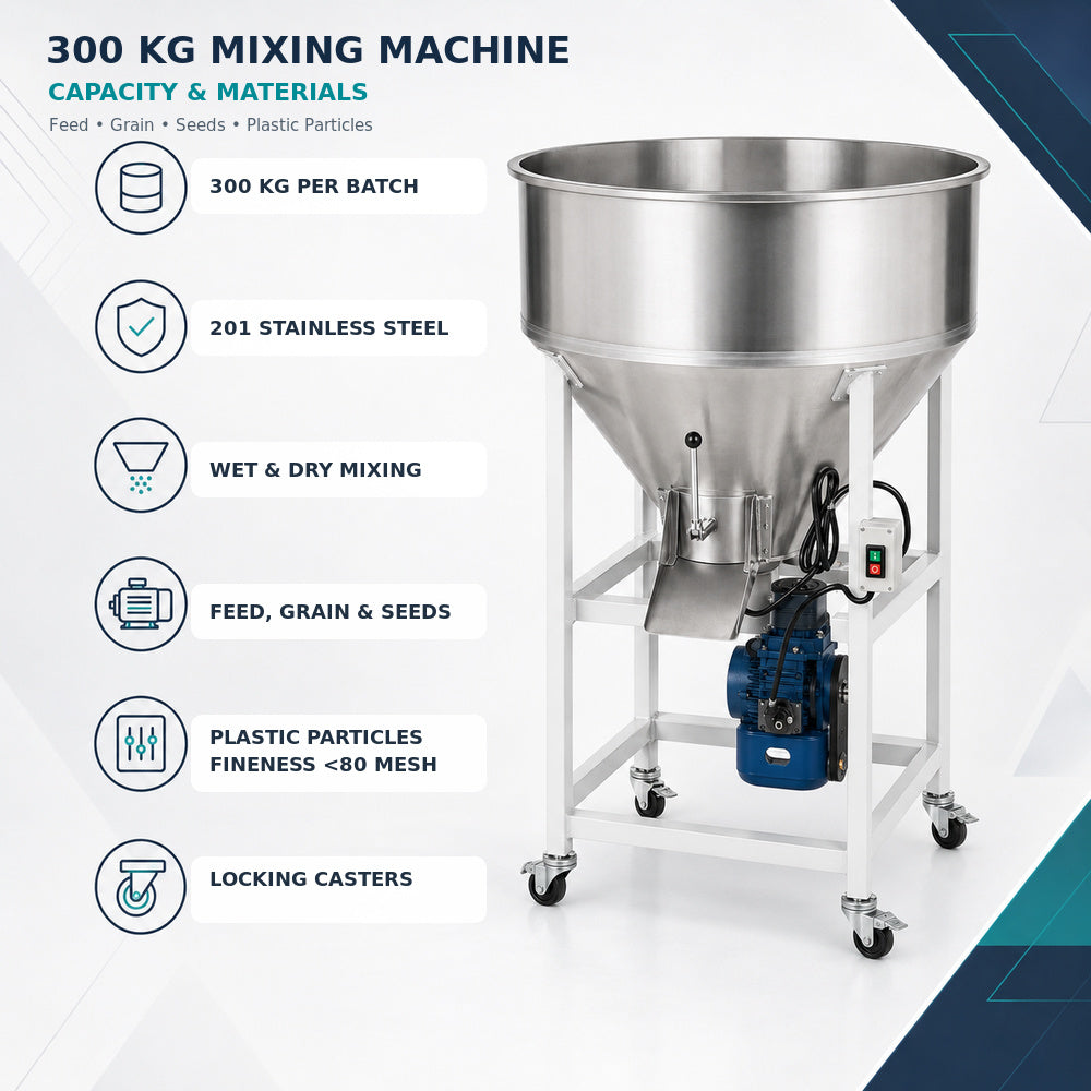 Mixing Machine, Capacity 300Kg/Batch, 4KW