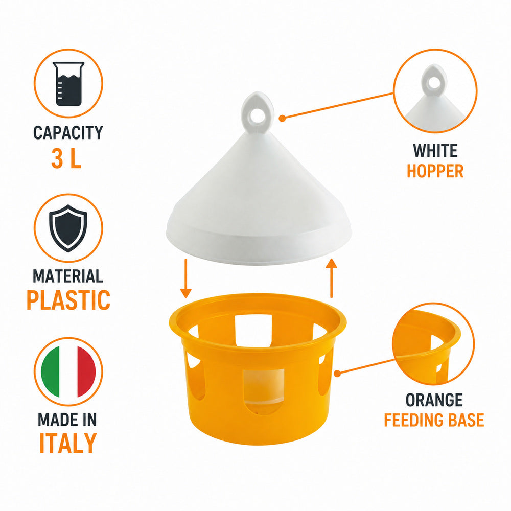 Novital Feeder 3 Liter Feeder for Pigeons and other similar Birds (Made in Italy)