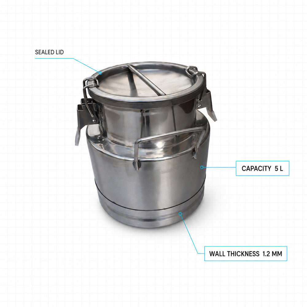 Stainless Steel Milk Container (5 Liter Capacity)