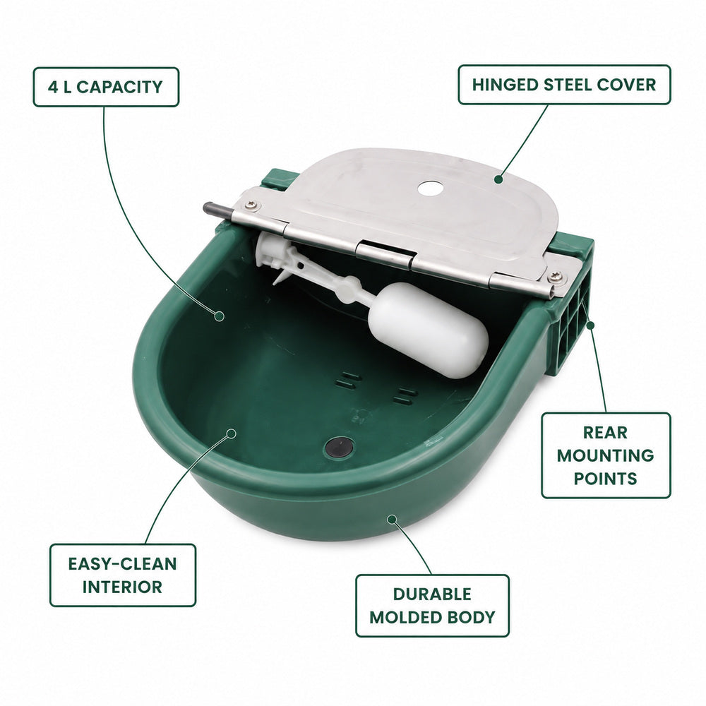 Drinking Bowl 4 Liter Capacity with Stainless Steel Lid and Plastic Bowl