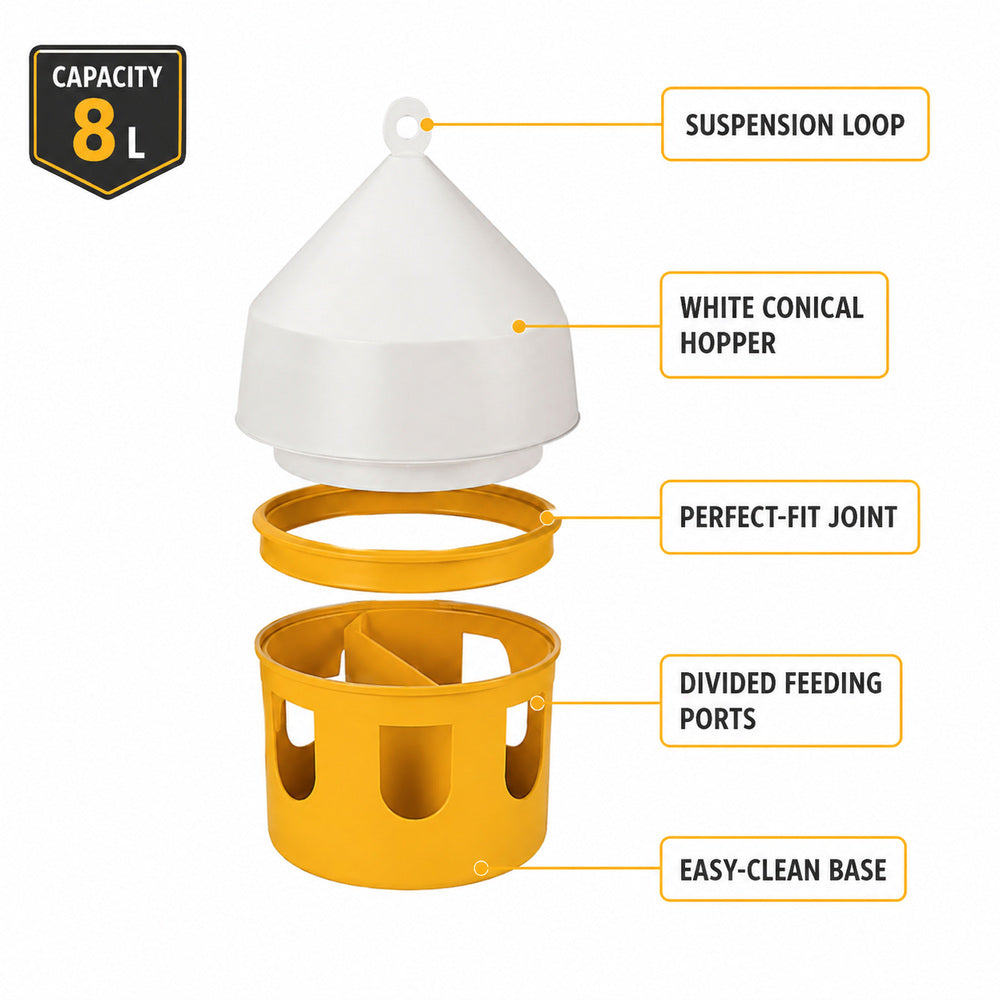 Novital 8 Liter Bird Feeder for Pigeon and other similar birds, Durable Bird Feeder with Hook (Made in Italy)