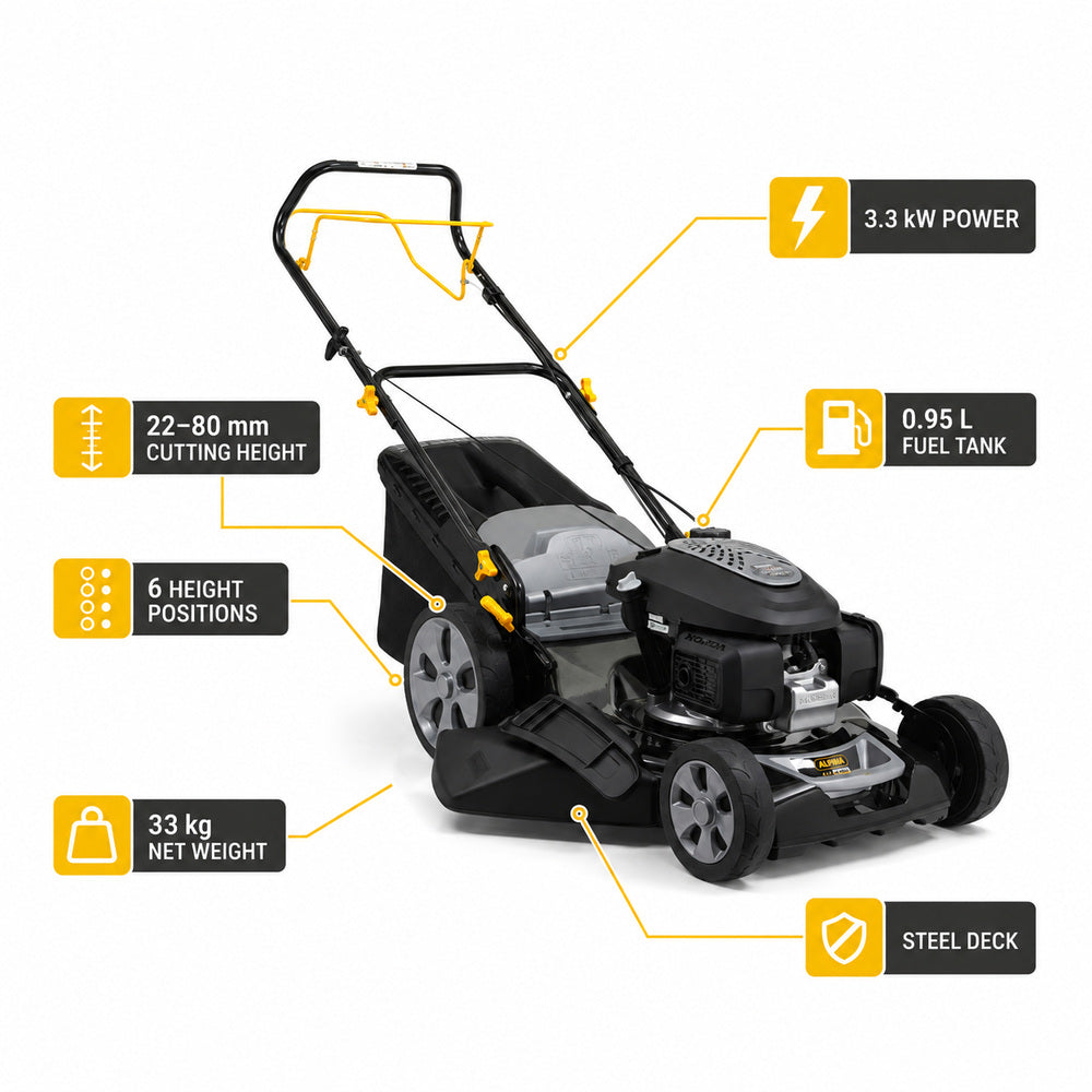 Alpina Italy 51cm Petrol Lawn Mower for Lawn & Garden, Grey/Black, AL5 51 SHQ