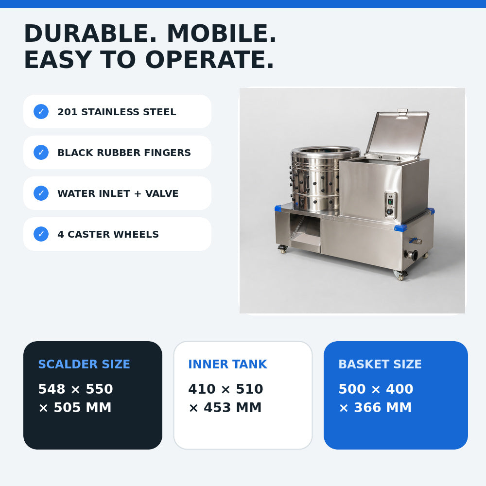 Chicken Plucker machine with Scalder (1500W 1400R/min)