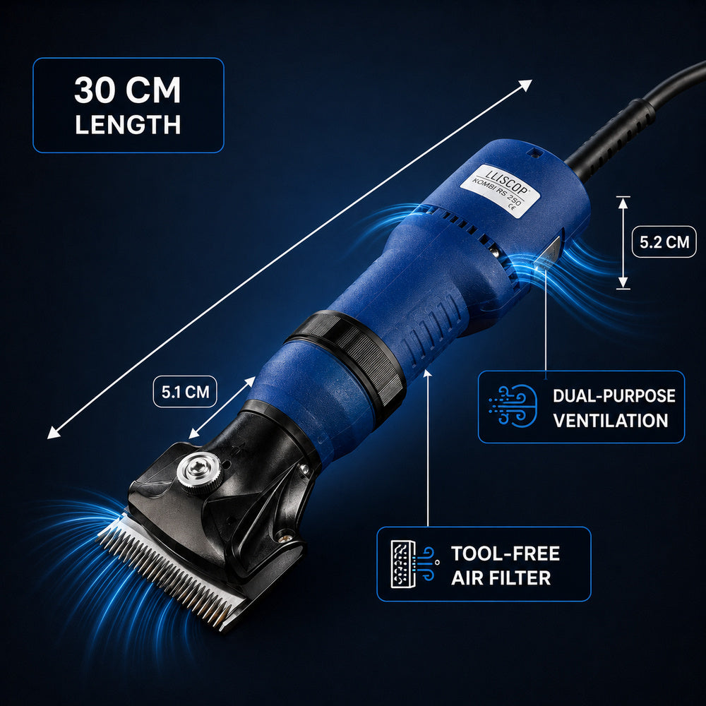 Liscop 250W ماكينة قص كهربائية للأغنام والحصان والماشية مع رأس قص إضافي ، Kombi RS 250 +107 (صنع في ألمانيا)