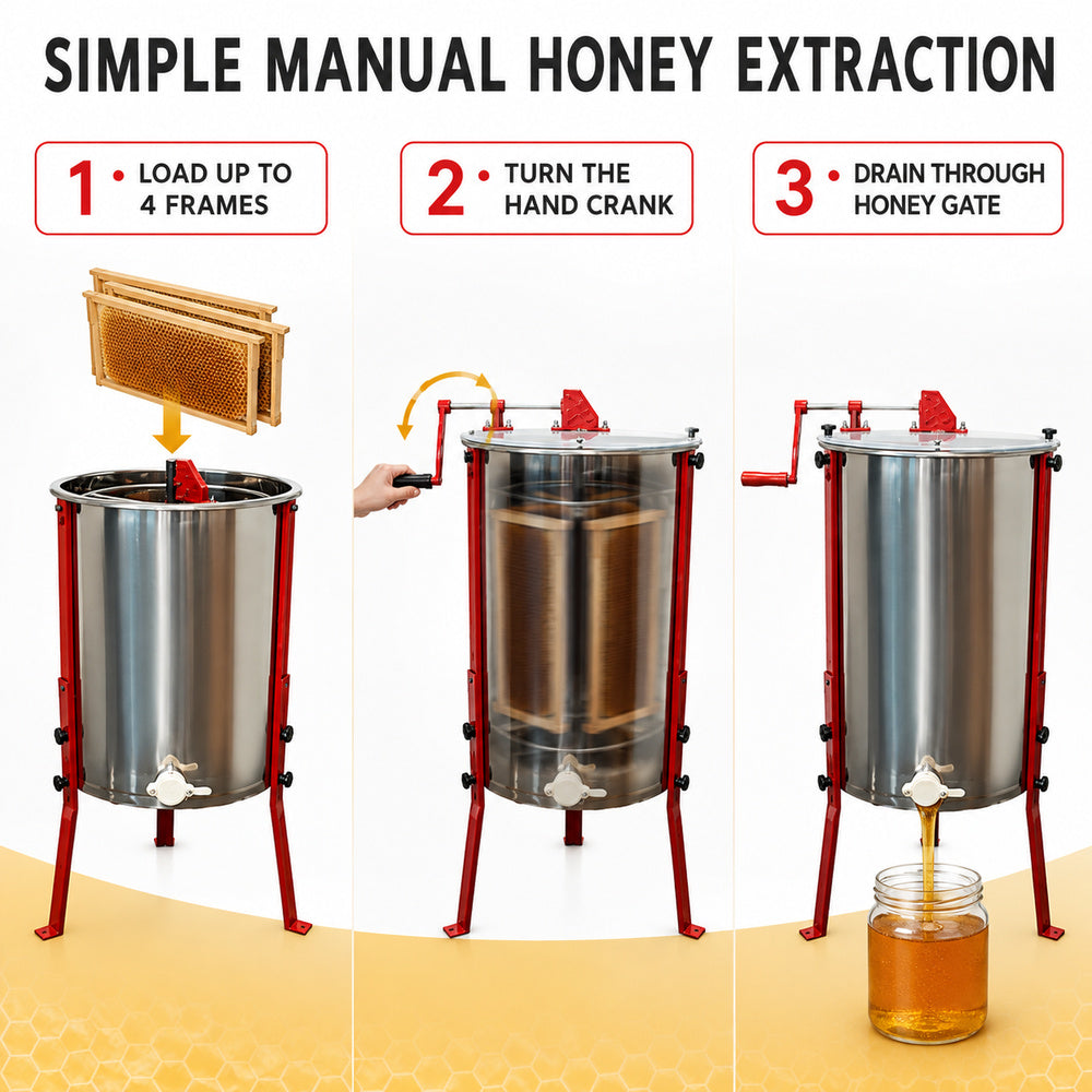 Beehive Flow 4 Frames Manual Honey Extractor (EX-03A)