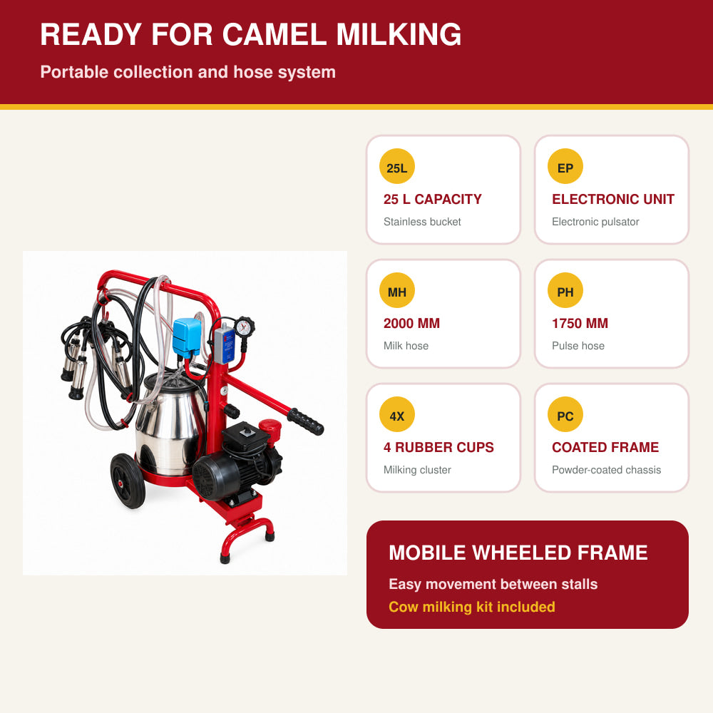 Melasty 25L Single Milking Machine for Camel (Made in Turkey)
