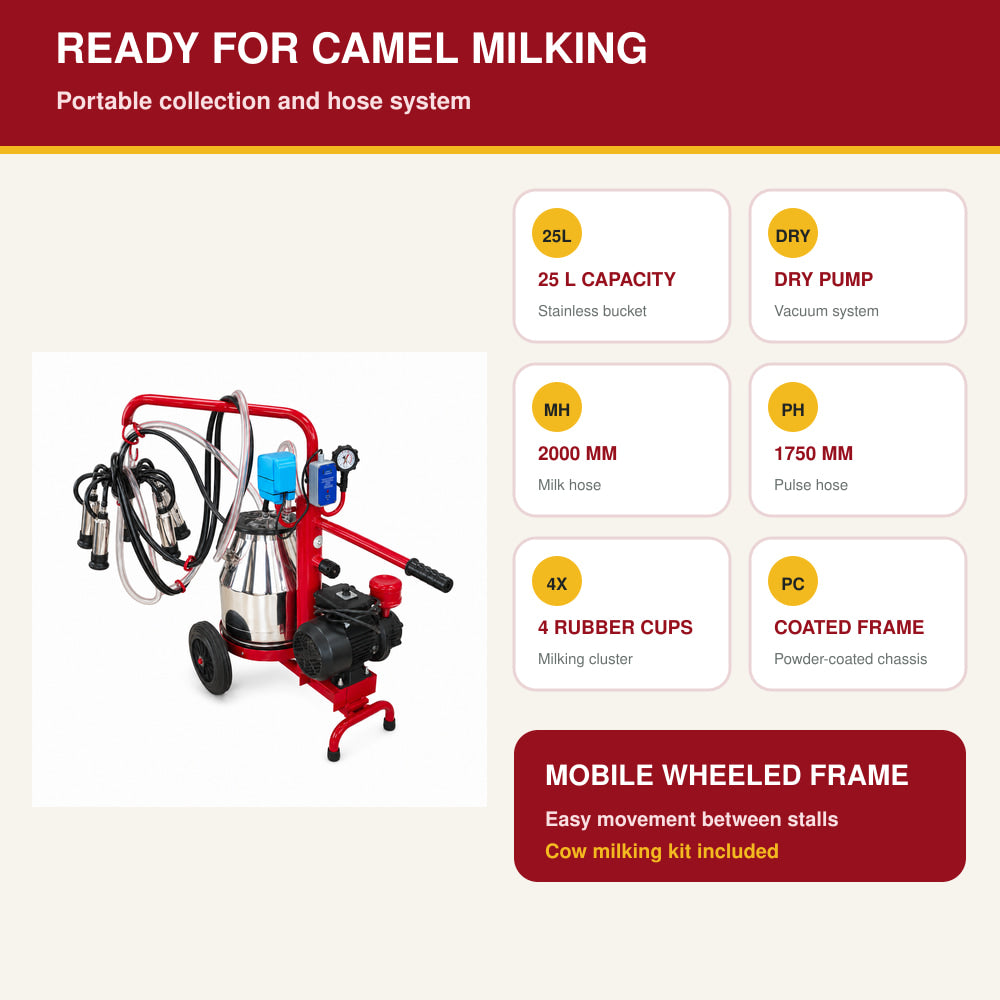 Melasty 25L Single Milking Machine for Camel (Made in Turkey)