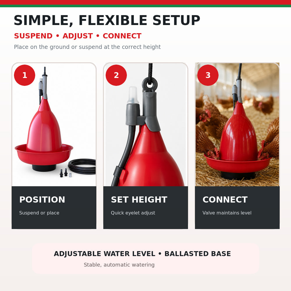 River Automatic Big Bell Drinker with Valve/Hose 2m, High Quality, (Made in Italy)