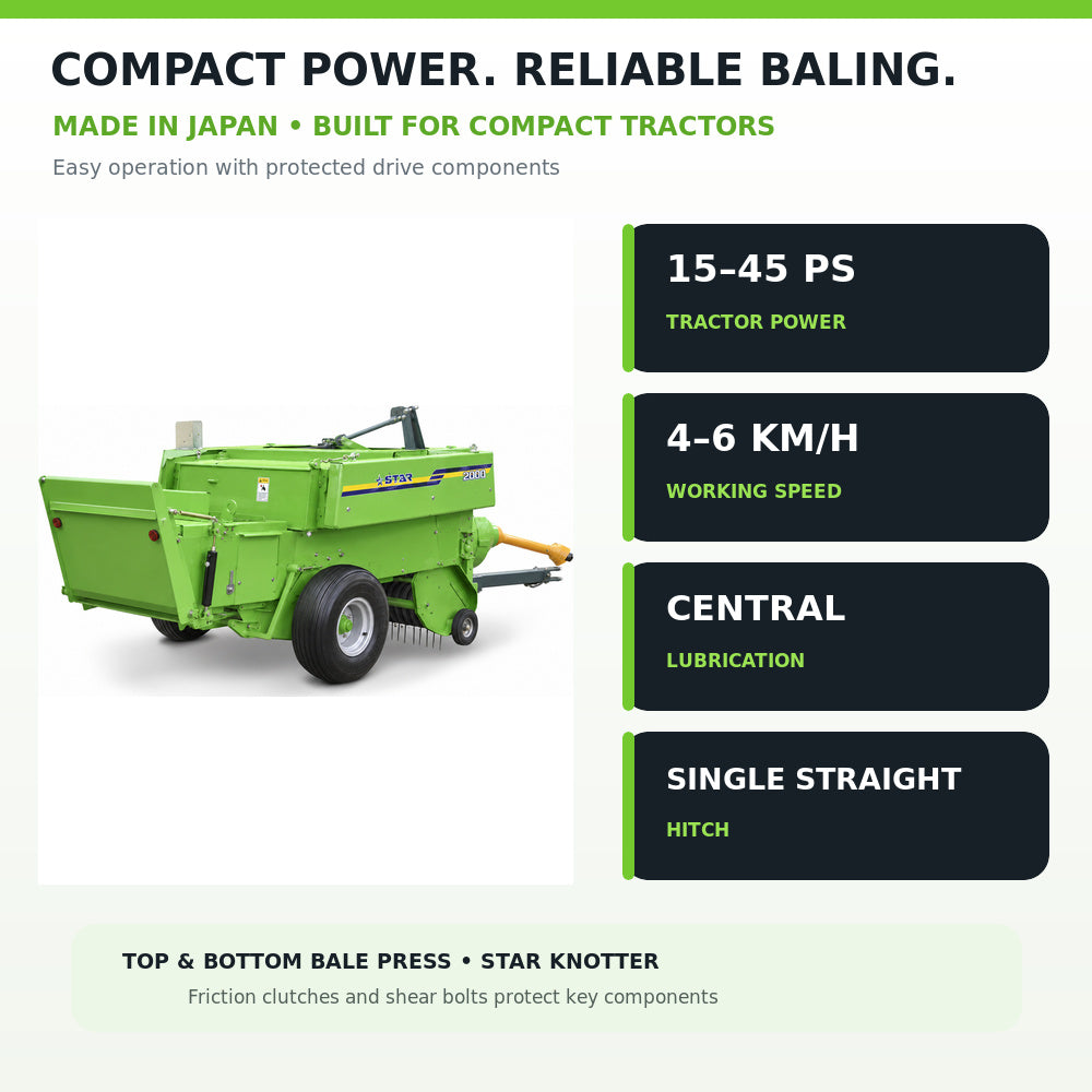 Star Square Hay Baler (IHI 2000), Green,Dimensions 430 X 215 X 130 cm, Weight 920 Kg, ( Made In Japan )