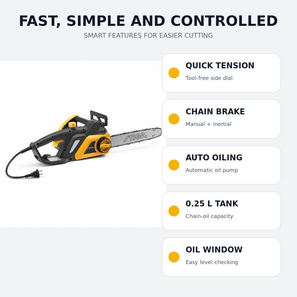 Stiga Electric Chain Saw 16", CS-122c