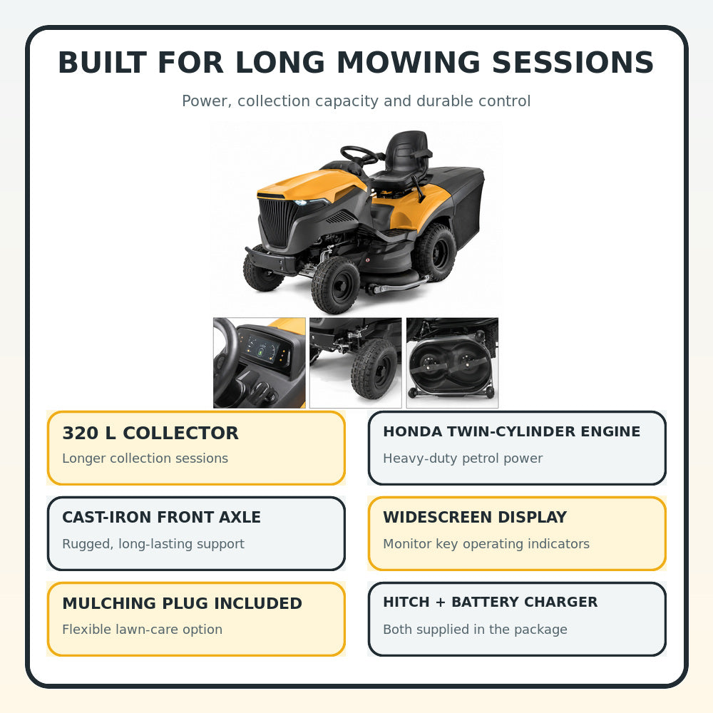 STIGA ESTATE 9122 W Petrol Lawn Tractor 122cm GXV 635 cc Twin-Cylinder Honda Engine (Made in Italy)