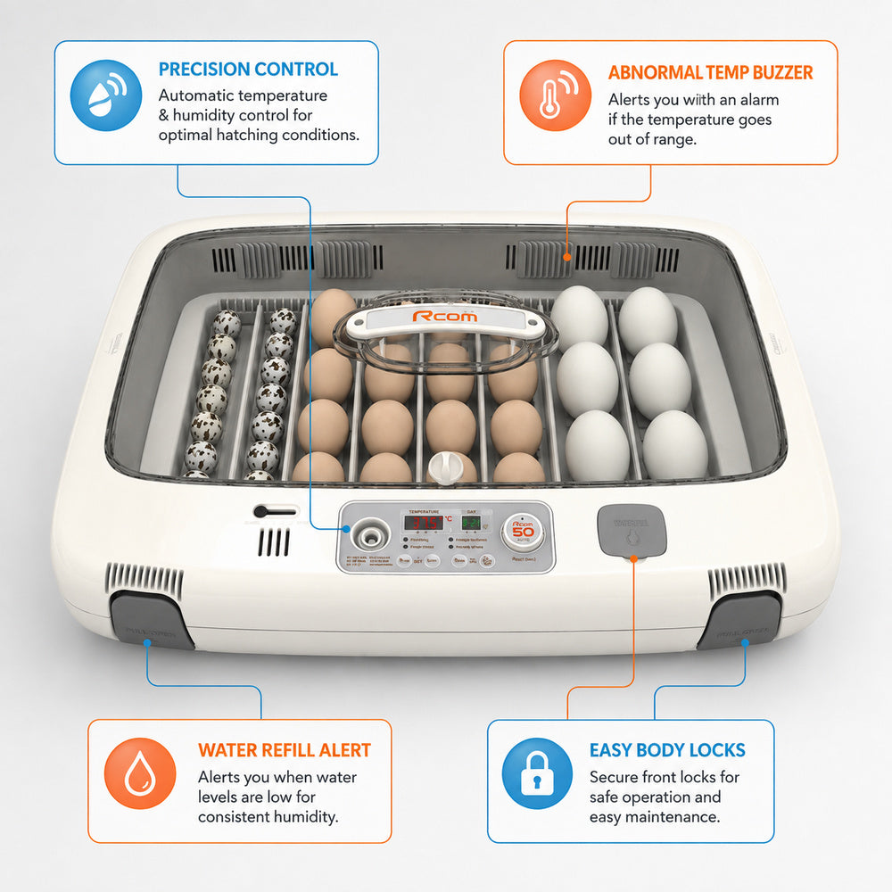 Rcom Full Automatic Egg Incubator, Poultry Hatcher, MX-50 DO (Made in Korea)